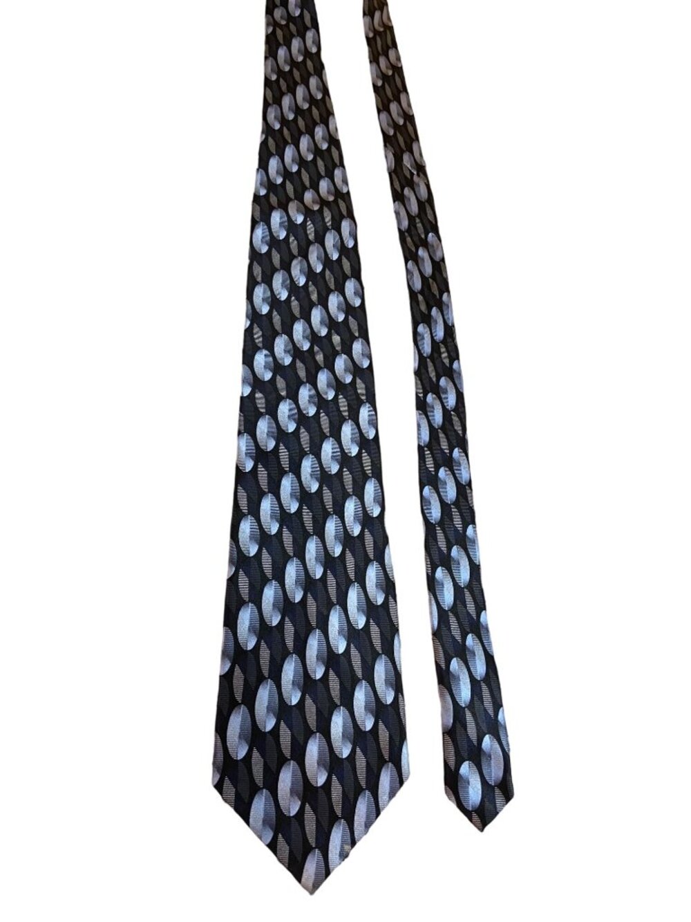 Alexander Julian Silk Necktie Black Blue Oval 90s Designer Geometric Dad Gift